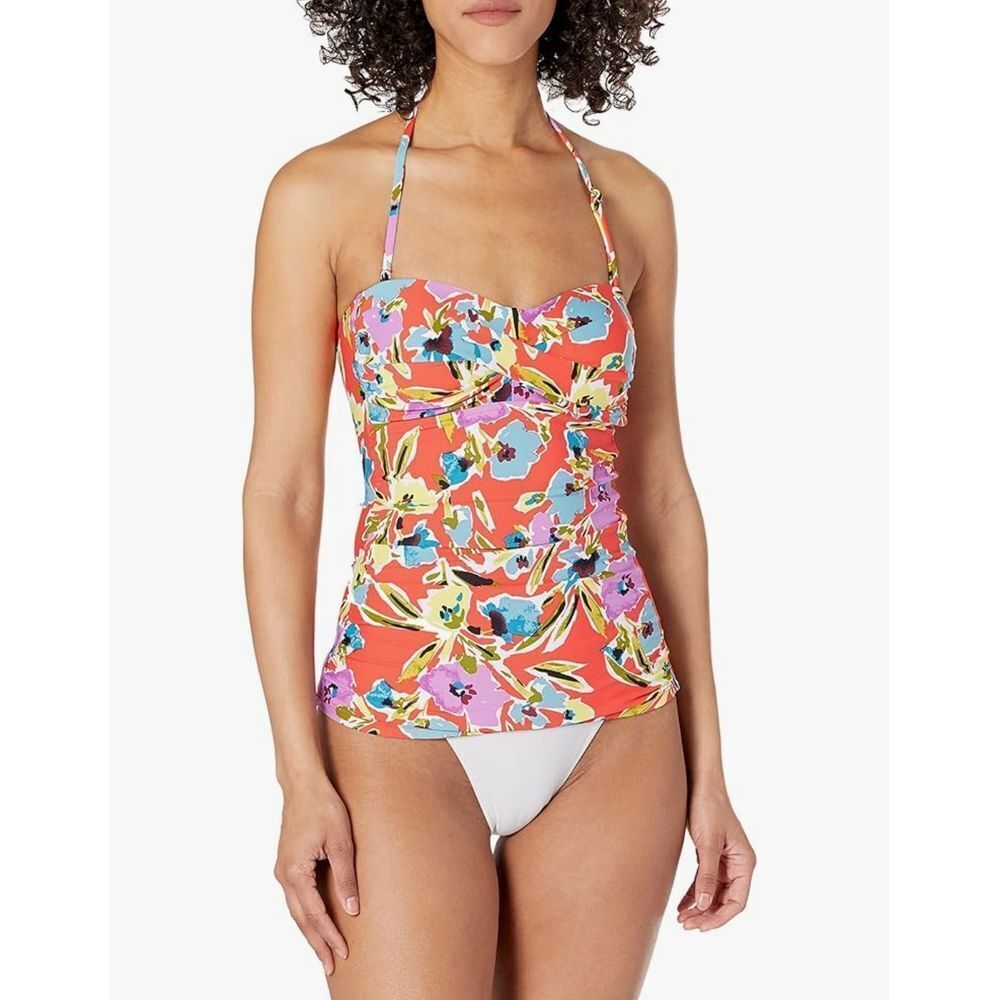 NWT Anne Cole Tankini 6 Twist Front Bandeaukini Swim Top Adjustable Straps $98